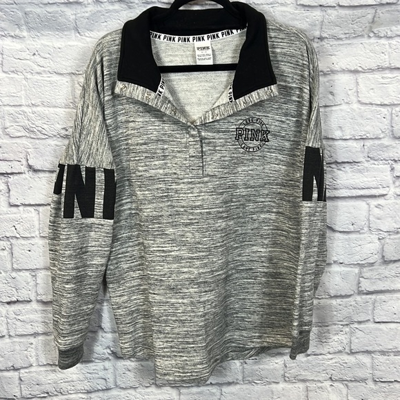 PINK oversized sweatshirt | color heather gray | size small - Picture 1 of 10